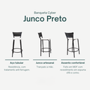 Ver imagem 3 de Kit 2 Banquetas para Balcão Cozinha Gourmet Junco Preto Bancada Ilha Banco 60cm Itagold