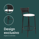 Ver imagem 4 de Kit 2 Banquetas para Balcão Cozinha Gourmet Junco Preto Bancada Ilha Banco 60cm Itagold