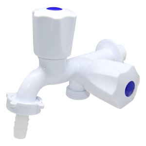 Torneira Lavanderia Tanque 2 Saídas Plástico 1/4 Gold Sand