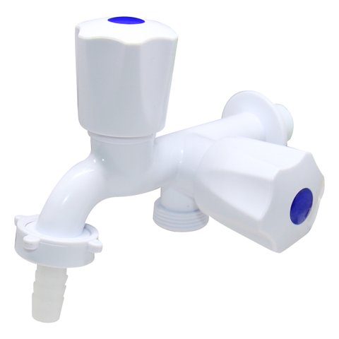 Torneira Lavanderia Tanque 2 Saídas Plástico 1/4 Gold Sand