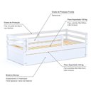 Ver imagem 5 de Bicama Solteiro Slim Com Grade De Proteção Madeira Maciça Branco Housin