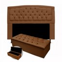 Ver imagem 1 de Kit Cabeceira Geovana + Calçadeira Baú Mirage Casal 140cm:marrom