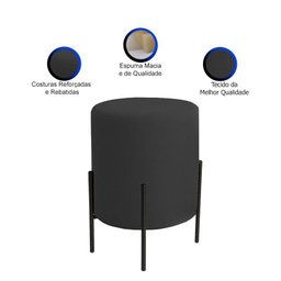 Kit 2 Puffs Orgânicos Boucle Thor com Pés de Ferro Preto - 7 Decor Preto - 2