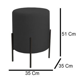 Kit 2 Puffs Orgânicos Boucle Thor com Pés de Ferro Preto - 7 Decor Preto - 3