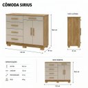 Ver imagem 3 de Cômoda Sapateira 5 Gavetas 2 Portas Multiuso Móvel Quarto Nature Fendi