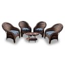 Ver imagem 1 de Conjunto de Poltronas Fibra Sintética Tóquio - 4 Poltronas + 1 Mesa Centro - Tecido Alanta