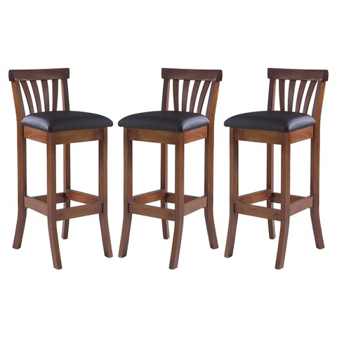 Kit 3 Banquetas Alta Estofada Anthurium 36 x 100 Cm Madeira Maciça Imbuia Facto Impermeável Marrom L