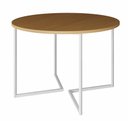 Ver imagem 1 de Mesa de Jantar Industrial Base De Ferro Branco em V Tampo 110 Canela