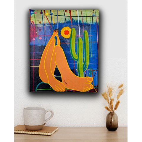 Quadro Decorativo em Acrílico Pintado a Mão Inspirado em Tarcila do Amaral