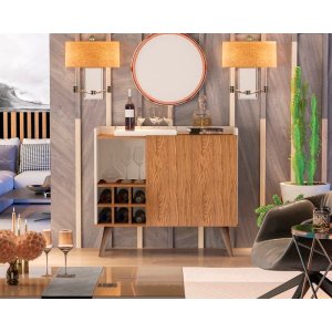 Aparador Buffet Adega Samara 2 Portas Moon II cor Off / Freijo - Comprar Moveis em Casa