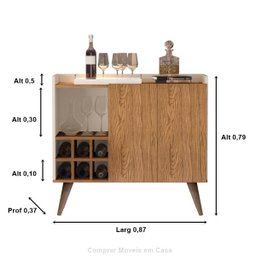 Aparador Buffet Adega Samara 2 Portas Moon II cor Off / Freijo - Comprar Moveis em Casa - 2