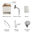 Ver imagem 2 de Kit Gabinete Banheiro Amadeirado Cuba Espelho Torneira Cromada Valvula Sifão Engate Lavabo Completo