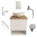 Ver imagem 1 de Kit Gabinete Banheiro Amadeirado Cuba Espelho Torneira Cromada Valvula Sifão Engate Lavabo Completo