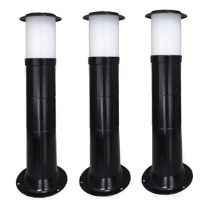 Poste Balizador Luminária Casa Sítio Jardim 50cm Preto Kit 3