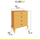 Ver imagem 2 de Cômoda Clássica para Quarto 70 Cm Preto 4 Gavetas Pés Luiz Xv Madeira Mdp Amarelo - Clicklar