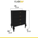 Ver imagem 2 de Cômoda Clássica para Quarto 70 Cm Preto 4 Gavetas Pés Luiz XV Madeira MDP Preto - ClickLar