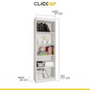 Ver imagem 2 de Estante para Livros 177 Cm Sala Escritório Multiuso 4 Prateleiras Sapiranga MDP Branco - ClickLar