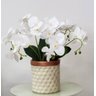 Arranjo Buque De Flores Orquídeas Brancas 3D e Vaso Cerâmica - 1