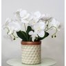 Arranjo Buque De Flores Orquídeas Brancas 3D e Vaso Cerâmica - 6