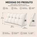 Ver mais imagens de Almofada de Cabeceira Retangular Mel 160cm Suede Apoio Conforto com Bolso Lateral