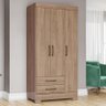 Guarda Roupa Solteiro Be16 com 3 Portas e 2 Gavetas Jequitibá Brilho - Móveis Briz - 2