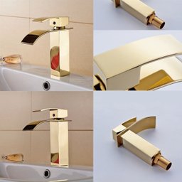 Kit Torneira para Banheiro Monocomando Cascata Baixa Dourada com Válvula Ralo Click-up Luxo Dourada - 9