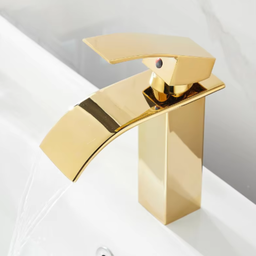 Kit Torneira para Banheiro Monocomando Cascata Baixa Dourada com Válvula Ralo Click-up Luxo Dourada - 7