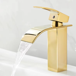 Kit Torneira para Banheiro Monocomando Cascata Baixa Dourada com Válvula Ralo Click-up Luxo Dourada - 4