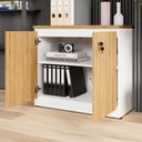 Ver imagem 4 de Armário Baixo para Escritório e Home Office 2 Portas 1 Prateleira MDP 80cm Macadâmia com Branco