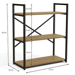 Estante Baixa 72cm com 3 Prateleiras Estrutura Metálica Estilo Industrial Li007 Kappesberg Crome - 2