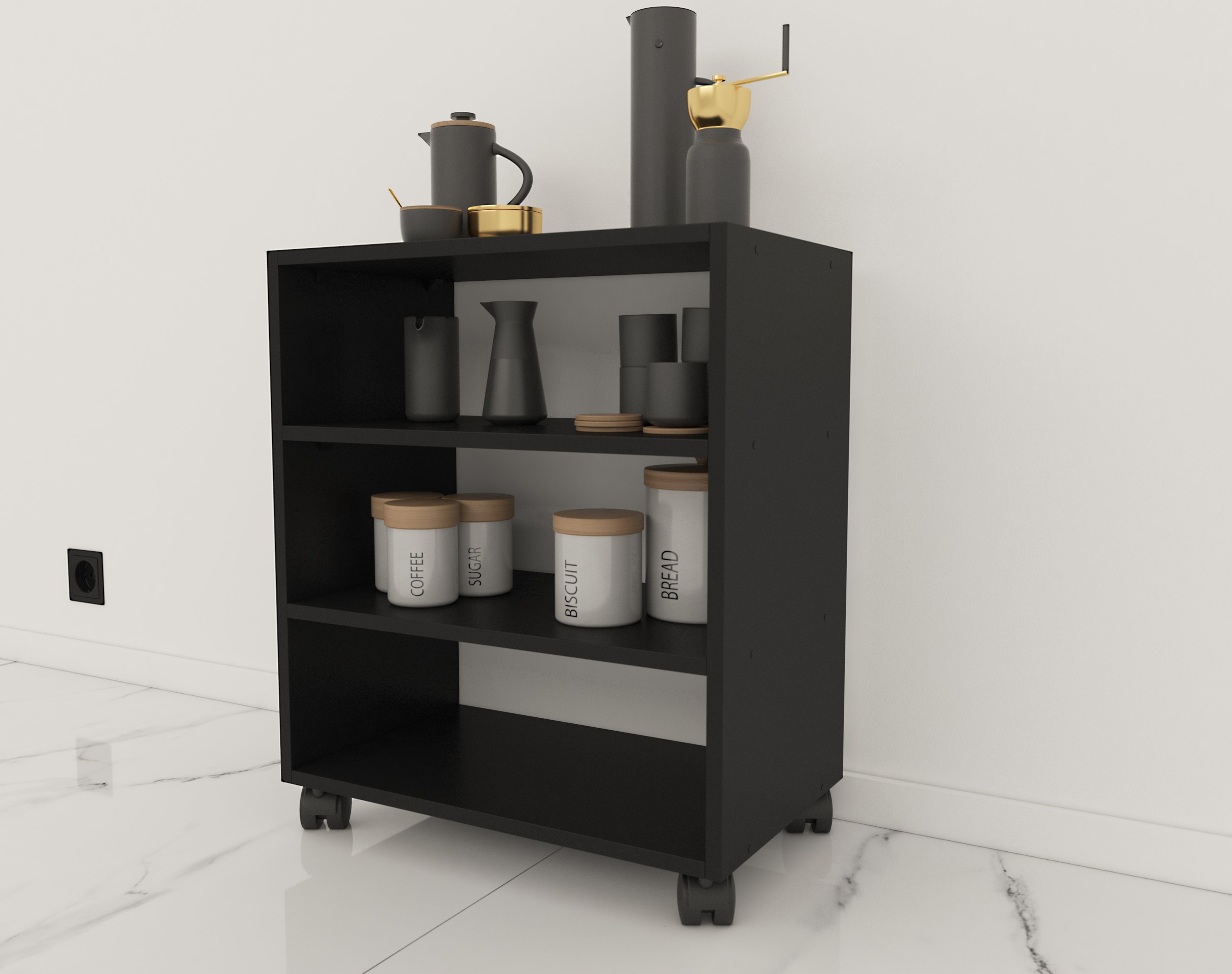 Mesa Aparador ou Cabeceira/ Cantinho Do Café / com Rodinhas 50X67X30 Pr ...