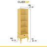 Estante Cristaleira Clássica Sala 45cm 1 Porta Pés Luiz XV Madeira Mdp Amarelo - Clicklar - 2