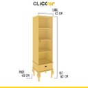 Ver imagem 2 de Estante Cristaleira Clássica Sala 45cm 1 Porta Pés Luiz XV Madeira Mdp Amarelo - Clicklar