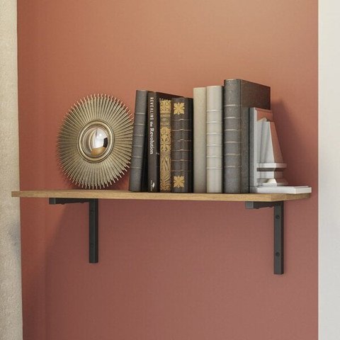Prateleira em Estilo Industrial 72cm Li009 Kappesberg Crome - Freijó/preto Fosco