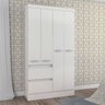 Guarda-Roupa Solteiro 110cm 4 Portas 2 Gavetas Maragogi MDP Flex Branco Rosa Brilho - Clicklar - 1