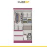 Guarda-Roupa Solteiro 110cm 4 Portas 2 Gavetas Maragogi MDP Flex Branco Rosa Brilho - Clicklar - 4