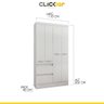 Guarda-Roupa Solteiro 110cm 4 Portas 2 Gavetas Maragogi MDP Flex Branco Rosa Brilho - Clicklar - 5