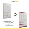 Guarda-Roupa Solteiro 110cm 4 Portas 2 Gavetas Maragogi MDP Flex Branco Rosa Brilho - Clicklar - 3