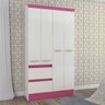 Guarda-Roupa Solteiro 110cm 4 Portas 2 Gavetas Maragogi MDP Flex Branco Rosa Brilho - Clicklar - 2
