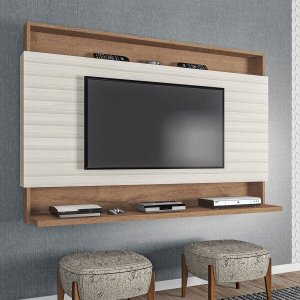 Painel para TV até 50 Polegadas 136cm Ripado Sala Quarto Madri 3D Canelato Off White - Clicklar