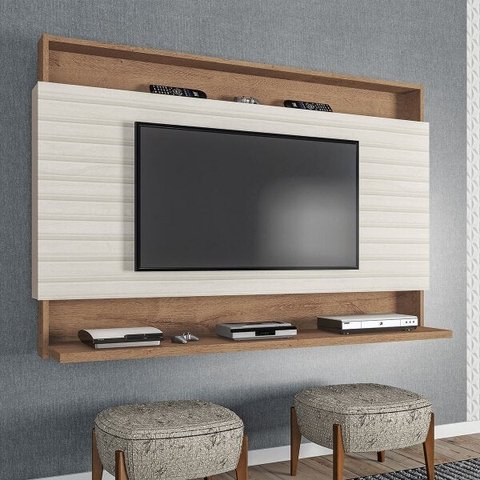 Painel para TV até 50 Polegadas 136cm Ripado Sala Quarto Madri 3D Canelato Off White - Clicklar