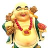 Estátua Buda Chinês Sorridente Riqueza com Saco de Ouro Moedas 24cm - 4