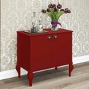 Ver imagem 1 de Aparador Balcão Gabinete Retrô 80cm 2 Portas Pés Luiz xv Madeira MDP Vermelho - Clicklar