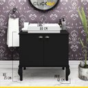 Ver imagem 2 de Gabinete Balcão Aparador Retrô 80cm 2 Portas Pés Luiz xv Madeira MDP Preto - Clicklar