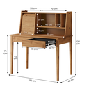 Ver imagem 5 de Mesa Estudo 110 Cm Estante Madeira Rolltop 2 Gavetas Freijó Alisa