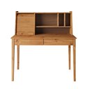 Ver imagem 4 de Mesa Estudo 110 Cm Estante Madeira Rolltop 2 Gavetas Freijó Alisa