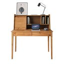 Ver imagem 2 de Mesa Estudo 110 Cm Estante Madeira Rolltop 2 Gavetas Freijó Alisa