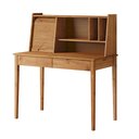 Ver imagem 3 de Mesa Estudo 110 Cm Estante Madeira Rolltop 2 Gavetas Freijó Alisa