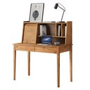 Ver imagem 5 de Mesa Estudo 110 cm Estante Madeira Rolltop 2 Gavetas Freijó Alisa Idimex
