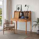 Ver imagem 6 de Mesa Estudo 110 Cm Estante Madeira Rolltop 2 Gavetas Freijó Alisa